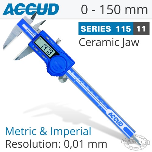 DIG. CALIPER 150MM 0.02MM ACC. CERAM. JAWS S/STEEL 0.01MM RES.