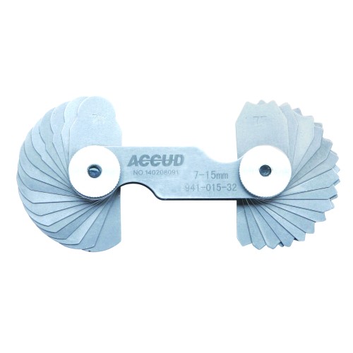 RADIUS GAUGE 7.5MM-15MM 16 X 2 LEAVES 0.03MM ACC. CONCAVE & CONVEX SUR