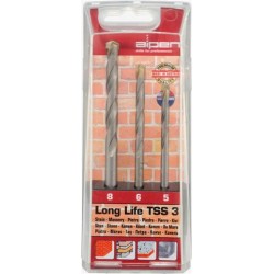 MASONRY DRILL BIT SET 3 PIECE LONG LIFE 5 6 8 MASONRY DRILL BIT SET 3 PIECE LONG LIFE 5 6 8