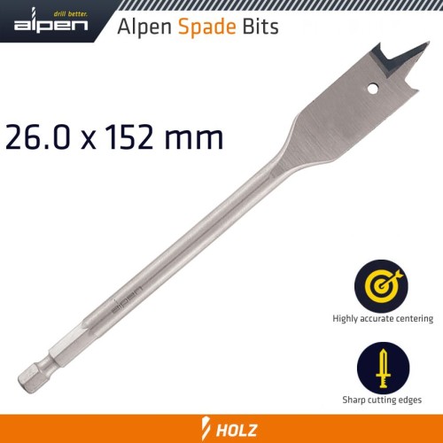 ALPEN SPADE BIT 26MMX152MM ALPEN SPADE BIT 26MMX152MM