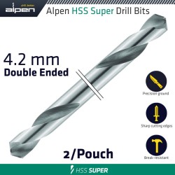 HSS SUPER DRILL BIT DOUBLE ENDED 4.2MM 2/POUCH HSS SUPER DRILL BIT DOUBLE ENDED 4.2MM 2/POUCH