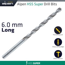 HSS SUPER DRILL BIT LONG 6 X 139MM POUCH HSS SUPER DRILL BIT LONG 6 X 139MM POUCH