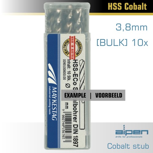 ALPEN COBALT DRILL SHORT BULK 3.8MM ALPEN COBALT DRILL SHORT BULK 3.8MM