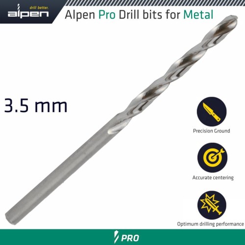 ALPEN PRO HSS DRILL DIN 338 RN 135 WITH SPLIT POINT 3.5MM BULK ALPEN PRO HSS DRILL DIN 338 RN 135 WITH SPLIT POINT 3.5MM BULK