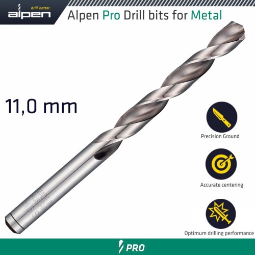 ALPEN PRO HSS DRILL DIN 338 RN 135 WITH SPLIT POINT 11.0MM BULK ALPEN PRO HSS DRILL DIN 338 RN 135 WITH SPLIT POINT 11.0MM BULK