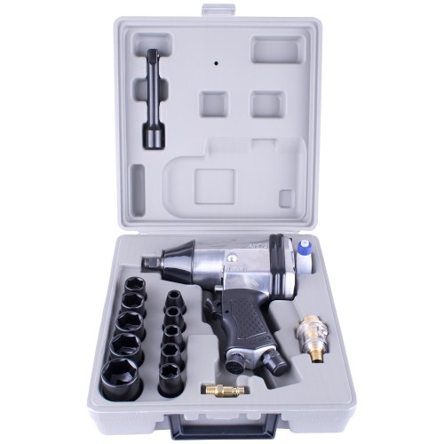 AIR IMPACT WRENCH 1/2" 17 PIECE KIT SINGLE HAMMER