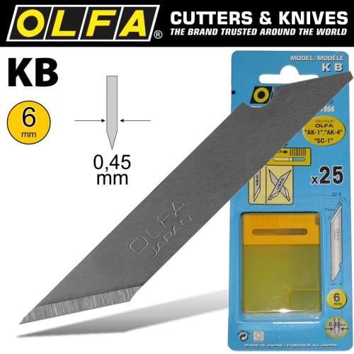 OLFA BLADES KB 25/PACK 6MM OLFA BLADES KB 25/PACK 6MM