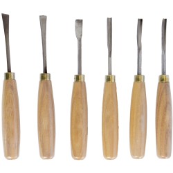 CHISEL SET WOOD CARVING 6 PIECE WOODEN BOX