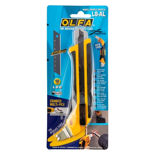OLFA KNIFE 18MM WITH AUTO LOCK HEAVY DUTY SNAP OFF BLADE CRANKED PICK
