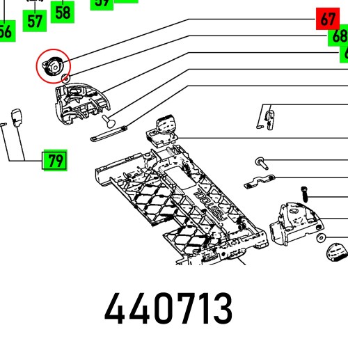 ROTARY KNOB D34 M6/8T BLUE