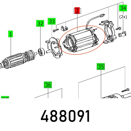 FIELD COIL DX93 E KOMPL. ET-GRUPPE