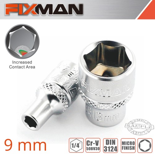 FIXMAN 1/4" DRIVE HEX SOCKET 9MM