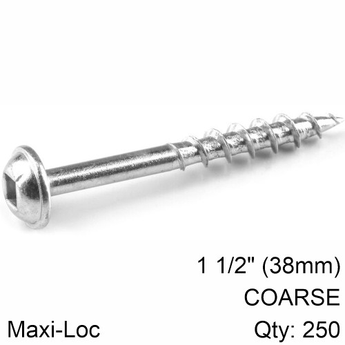 KREG ZINC POCKET HOLE SCREWS 38MM 1.50" #8 COARSE THREAD MX LOC 250CT KREG ZINC POCKET HOLE SCREWS 38MM 1.50" #8 COARSE THREAD MX LOC 250CT