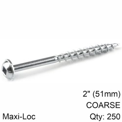 KREG ZINC POCKET HOLE SCREWS 51MM 2.00" #8 COARSE THREAD MX LOC 250CT