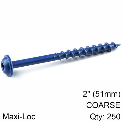 KREG BLUE KOTE POCKET HOLE SCREWS 51MM 2.00" #8 COARSE THREAD MX LOC 2 KREG BLUE KOTE POCKET HOLE SCREWS 51MM 2.00" #8 COARSE THREAD MX LOC 2