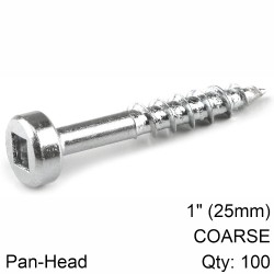 KREG ZINC POCKET HOLE SCREWS 25MM 1.00" #7 COARSE THREAD PAN HEAD 100C