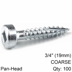 KREG ZINC POCKET HOLE SCREWS 19MM 0.75" #6 FINE THREAD PAN HEAD 100CT