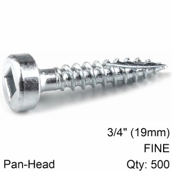 KREG ZINC POCKET HOLE SCREWS 19MM 0.75" #6 FINE THREAD PAN HEAD 500CT