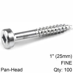 KREG ZINC POCKET HOLE SCREWS 25MM 1.00" #6 FINE THREAD PAN HEAD 100CT