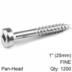 KREG ZINC POCKET HOLE SCREWS 25MM 1.00" #6 FINE THREAD PAN HEAD 1200CT