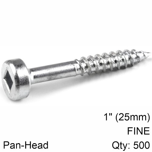 KREG ZINC POCKET HOLE SCREWS 25MM 1.00" #6 FINE THREAD PAN HEAD 500CT KREG ZINC POCKET HOLE SCREWS 25MM 1.00" #6 FINE THREAD PAN HEAD 500CT