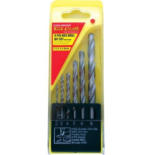 DRILL BIT SET 6PC HSS ROLL FORGED 2-8MM