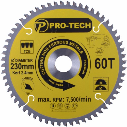 SAW BLADE TCT 230 X 2.4 X 30 X 60T ALUM. PROF.