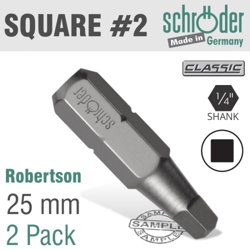 SQ.RECESS NO.2X25MM BIT 2CD