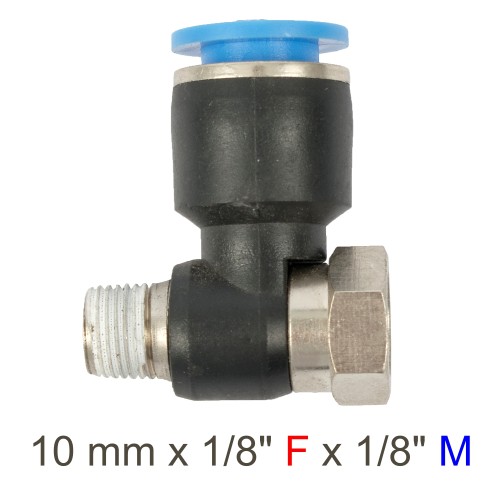 PU HOSE FITTING TEE 10MM X 1/8"F X 1/8"M