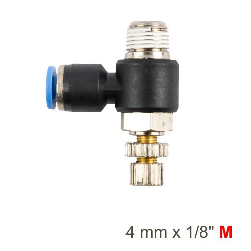 FLOW CONTROL SWIV. ELBOW PU 4MM X 1/8" M