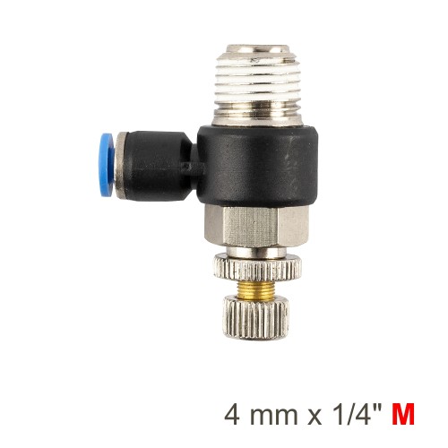 FLOW CONTROL SWIV. ELBOW PU 4MM X 1/4" M