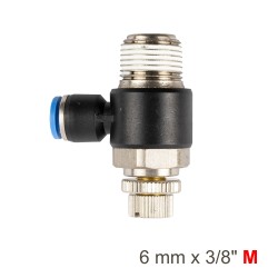 FLOW CONTROL SWIV. ELBOW PU 6MM X 3/8" M