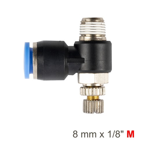 FLOW CONTROL SWIV. ELBOW PU 8MM X 1/8" M