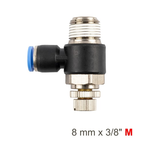 FLOW CONTROL SWIV. ELBOW PU 8MM X 3/8" M
