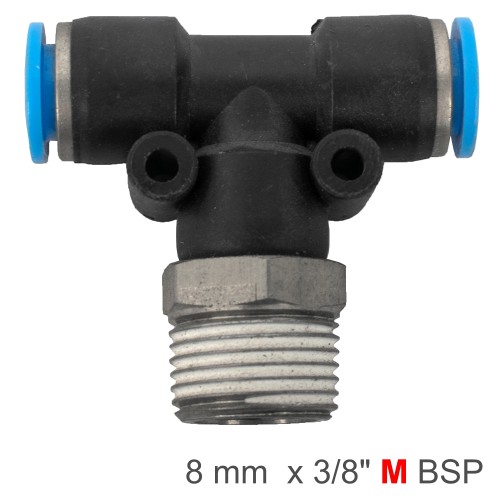 PU HOSE FITTING TEE 8MM-3/8 M