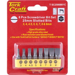 S/DRIVER BIT SET 8PCE SLOTTED 3MM-9MM