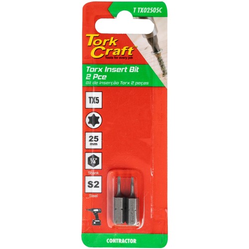 TORX TX 5 CLASSIC BIT 25MM 2PC CARDED