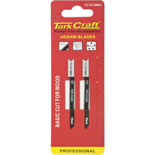 U-SHANK JIGSAW BLADE 12TPI WOOD 2MM 2PC