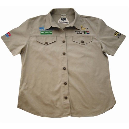 VERMONT LADIES COTTON SHIRT STONE MEDIUM VERMONT LADIES COTTON SHIRT STONE MEDIUM