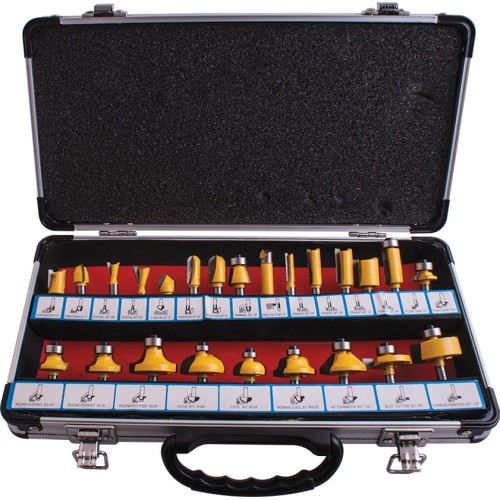 ROUTER BIT SET 24PC ALUM.CASE 1/4"