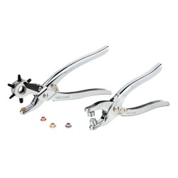 LEATHER HOLE PUNCH & GROMMET SETTING TOOL KIT C/W 100PC EYELETS 5MM