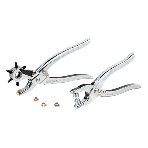 LEATHER HOLE PUNCH & GROMMET SETTING TOOL KIT C/W 100PC EYELETS 5MM LEATHER HOLE PUNCH & GROMMET SETTING TOOL KIT C/W 100PC EYELETS 5MM