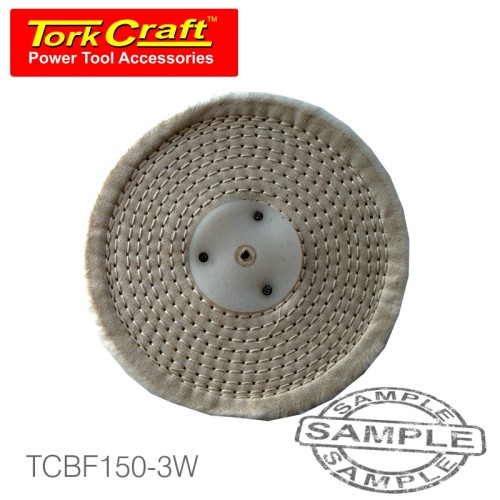 WHITE BUFF/MOP 150MM X 3 SECTION X 30 MM THICK 1/2 " HOLE