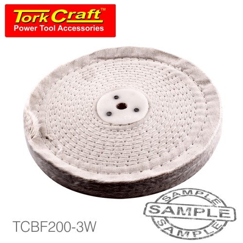 WHITE BUFF/MOP 200MM X 3 SECTION X 30 MM THICK 1/2" HOLE