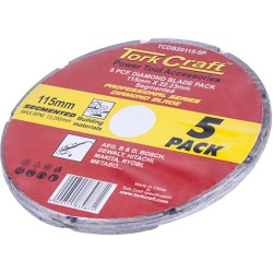 DIAMOND BLADE SEGMENTED 115MM PROFESSIONAL BULK 5 PACK