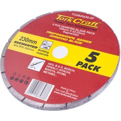 DIAMOND BLADE SEGMENTED 230MM PROFESSIONAL BULK 5 PACK