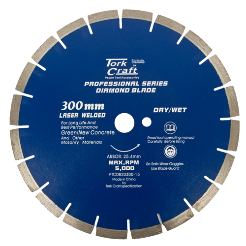 DIAMOND BLADE 300 X 25.4MM GREEN / NEW CONCRETE LASER WELDED SEGMENTED DIAMOND BLADE 300 X 25.4MM GREEN / NEW CONCRETE LASER WELDED SEGMENTED