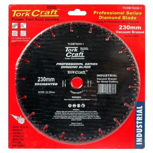DIAMOND BLADE SEG.230X22.23MM VACUUM BRAZED METAL CUTTING