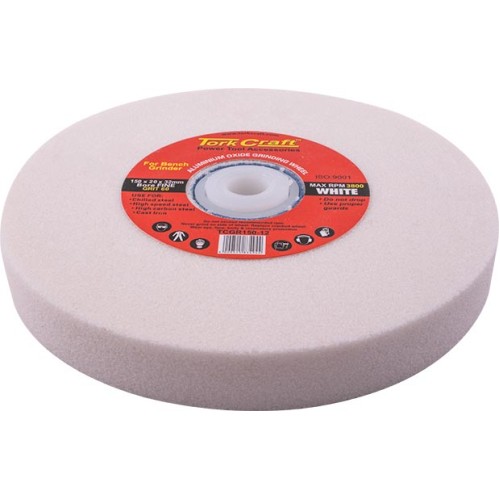 GRINDING WHEEL 150X20X32MM BORE 60GR W/BUSHES FOR B/G WHITE GRINDING WHEEL 150X20X32MM BORE 60GR W/BUSHES FOR B/G WHITE