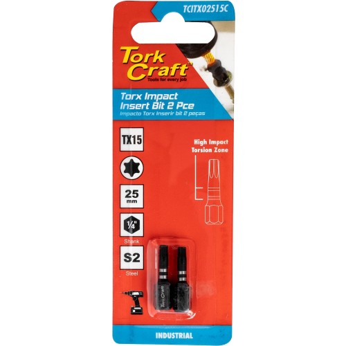 TORX TX 15 IMPACT BIT 25MM 2PC CARDED